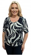 Júlia blúz sötétkék mintás